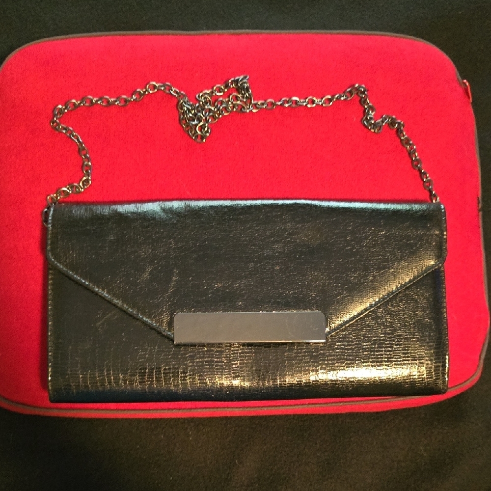 Aldo Black Patent Leather Envelope Clutch